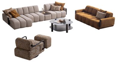 Stilvolle Couchgarnitur Moderner 3-Sitzer Polstersessel Couchtisch