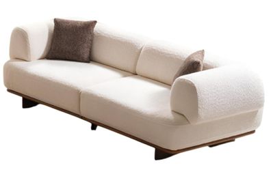 Exklusives Beiges Polstersofa Moderne Textilcouch Wohnzimmer 3-er