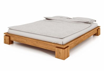 Bett Tinci 3 niedrige Höhe 90x200 Wildeiche massiv ohne Holzkopfteil