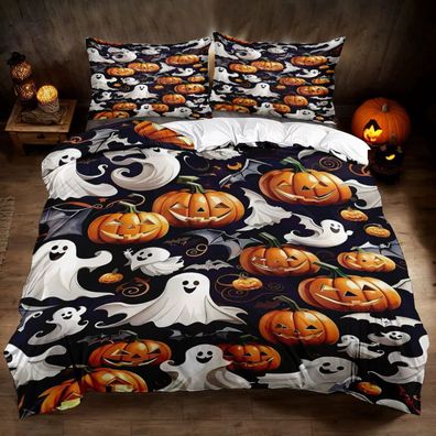 Halloween Bettwasche Set 07 Cartoon Geist Bettdeckenbezug Kissenbezuge80x80