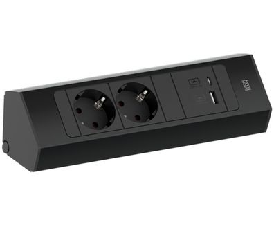 Ecksteckdose Casia Küchensteckdose Schwarz eloxiert Kombisteckdose USB A & C