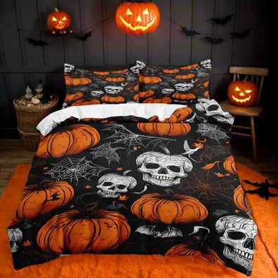 Halloween Bettwasche Set 12 Schadel Skelett Bettdeckenbezug Kissenbezuge80x80