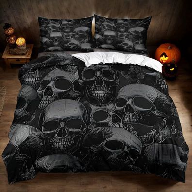 Halloween Bettwasche Set 08 Schadel Skelett Bettdeckenbezug Kissenbezuge80x80