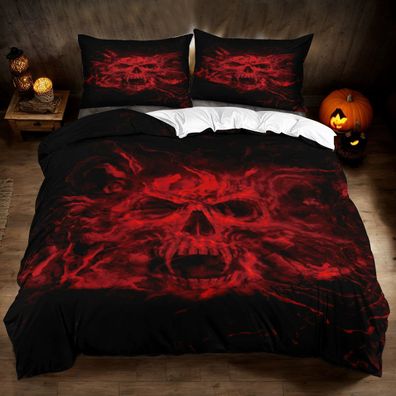 Halloween Bettwasche Set 04 Schadel Skelett Bettdeckenbezug Kissenbezuge80x80