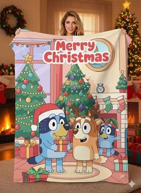Weihnachts - Decke 03: Bluey - Namensbedruckbare Decke fur Sessel und Sofas