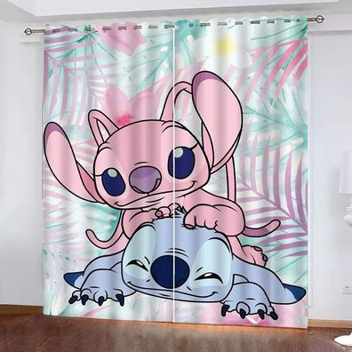 Mabgefertigte Vorhange 10 Blau Stitch Kinder Schlafzimmer Verdunklung UV-Schutz