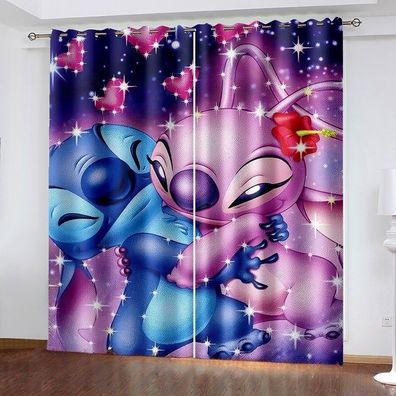 Mabgefertigte Vorhange 16 Blau Stitch Kinder Schlafzimmer Verdunklung UV-Schutz