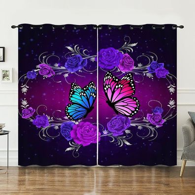Mabgefertigte Vorhange 17 Schmetterlinge 3D Schlafzimmer Verdunklung UV-Schutz