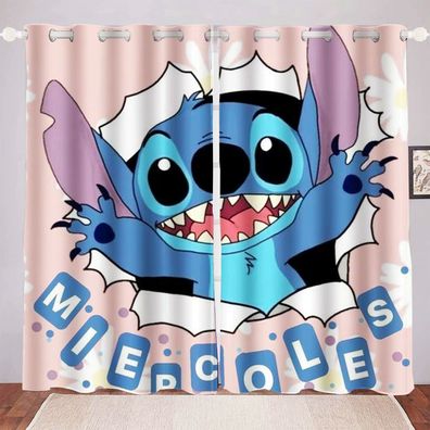 Mabgefertigte Vorhange 08 Blau Stitch Kinder Schlafzimmer Verdunklung UV-Schutz