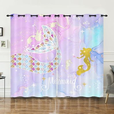 19 Mermaid Vorhange Benutzerdefinierte Abmessungen Wohnbereich Schlafzimmer