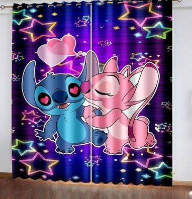 Mabgefertigte Vorhange 21 Blau Stitch Kinder Schlafzimmer Verdunklung UV-Schutz