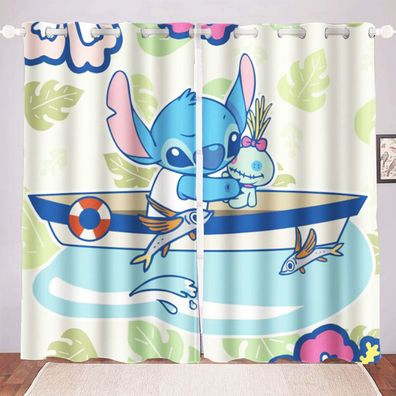 Mabgefertigte Vorhange 15 Blau Stitch Kinder Schlafzimmer Verdunklung UV-Schutz