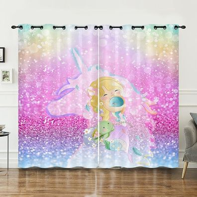 Mabgefertigte Vorhange 03 Fantasie Einhorner Schlafzimmer Verdunklung UV-Schutz