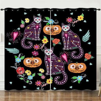 Mabgefertigte Vorhange 16 Cartoon Halloween Schlafzimmer Verdunklung UV-Schutz