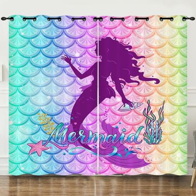 02 Mermaid Vorhange Benutzerdefinierte Abmessungen Wohnbereich Schlafzimmer