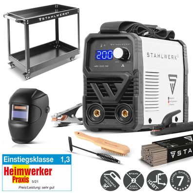 Stahlwerk Schweißgerät ARC 200 MD Vollausstattung MMA E Hand 200 A Gerätewagen Helm