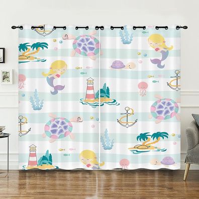18 Mermaid Vorhange Benutzerdefinierte Abmessungen Wohnbereich Schlafzimmer