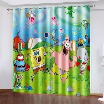 03 SpongeBob SquarePants Vorhange Benutzerdefinierte Abmessungen Schlafzimmer