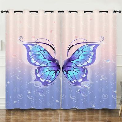 Mabgefertigte Vorhange 12 Schmetterlinge 3D Schlafzimmer Verdunklung UV-Schutz