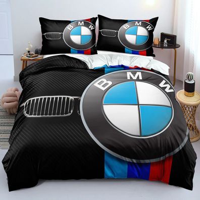 Anpassbar Bettwasche Set 01 BMW Logo Bettdeckenbezug 135x200 Kissenbezuge