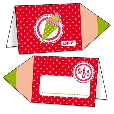 Roth Schulanfangs-Serie Tischkarte "Stift" pink-grün