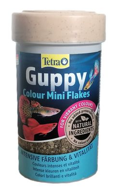 Tetra Guppy Colour Mini Flakes 100ml Futter für Lebendgebärende Guppy Platy Molly