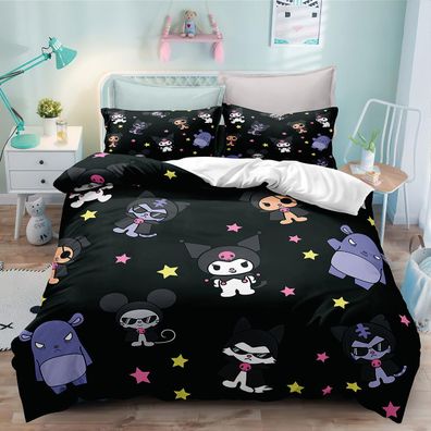 Kuromi Bettwasche Set mit Benutzerdefinierter Namen Kissenbezuge- Geschenk08