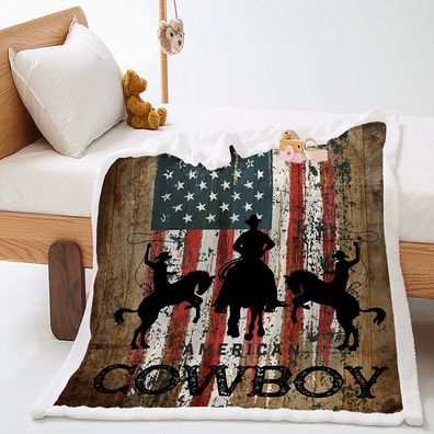 Cowboy im Western Weich Kuschelig Xmasdecke Sessldecke Sofadecke Tagesdecke Xmas