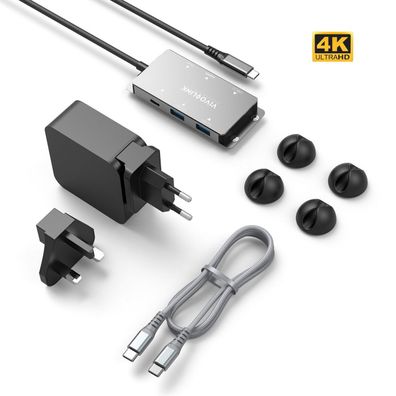 VivoLink Vlusbchub, 3.2 Gen 1 (3.1 Gen 1), USB Typ-C, HDMI-Ausgang, DisplayPorts ausg