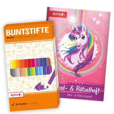 Roth Ausmal Set mit Buntstiften Einhornportrait