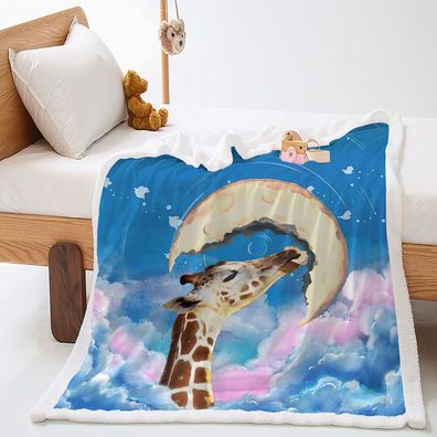 Mond Tiere Kinder Weich Kuschelig Xmasdecke Sessldecke Sofadecke Tagesdecke Xmas