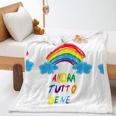 Cartoon Regenbogen Weihnachten Weich Kuschelig Xmasdecke Sessldecke Sofadecke