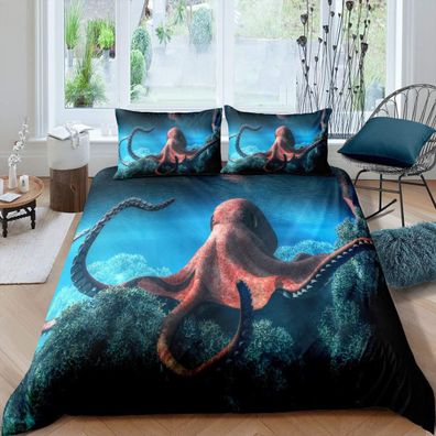 03 Tiefsee Riesenkalmar Bettwasche Kissenbezug80x80 Bettbezug135x200 Anpassbar