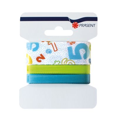 Präsent Schleifenband Numbers-Blau 3er Karte 25/1/1cmx45m