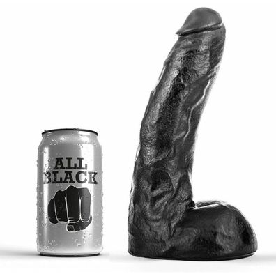 All Black realistischem Analdildo/Analplug mit Hoden - 22 cm Länge - Schwarz