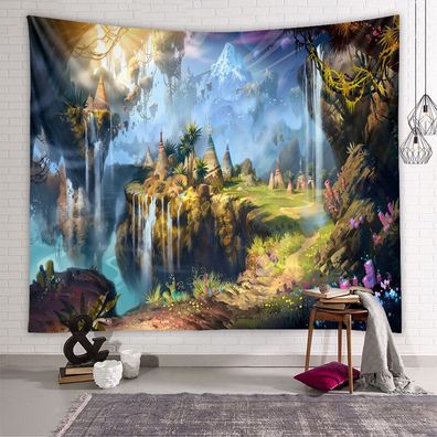 Marchen Waldschlosser Wandbehang Kunst Tapisserie Wandteppich Wanddekoration