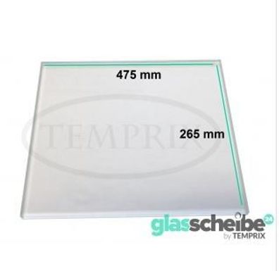 Kühlschrank Einlegeboden Glasboden 475 x 265 x 4 mm Ersatzglas Neuware 47,5x26,5cm