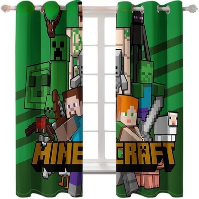 Kinder Schlafzimmer Vorhange Osen Zweiteilig Deko Verdunklung| Minecraft Steve01