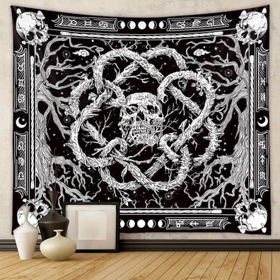 Skelett Schwarz Weib Wandbehang Kunst Tapisserie Wandteppich Home Wanddekoration