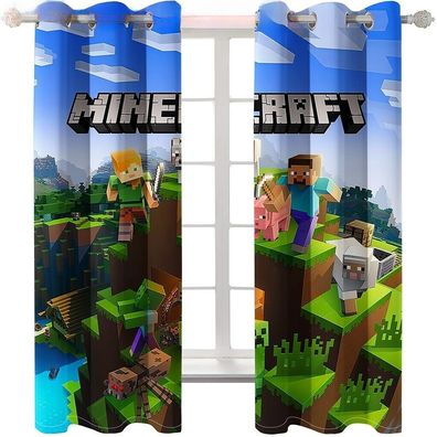 Kinder Schlafzimmer Vorhange Osen Zweiteilig Deko Verdunklung| Minecraft Steve06