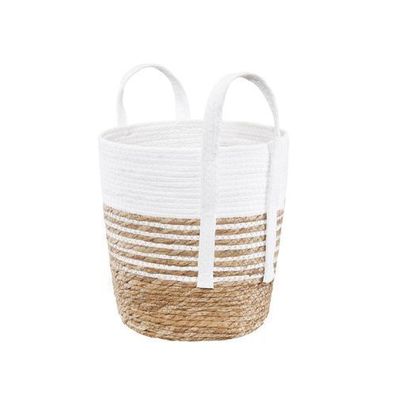 Flechtkorb mit Griffen Boho 25 x 26 cm weiß Ambition