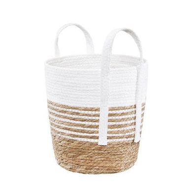 Flechtkorb mit Griffen Boho 27 x 30 cm weiß Ambition