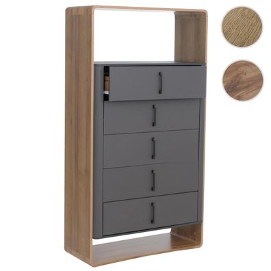 Highboard HWC-P43, Hochschrank Sideboard Kommode, 5 Schubladen MDF 155x80x41cm