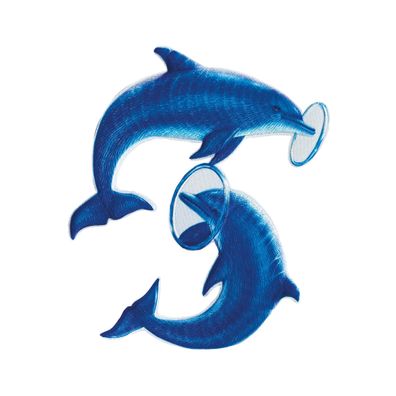 Roth Bügelbild Delfine Stickerei mit Druck 145 cm x 165 cm