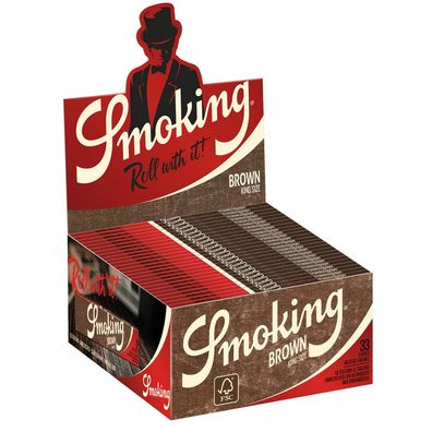 Smoking King Size Brown Zigarettenpapier 50 Heftchen x 33 Blättchen Box