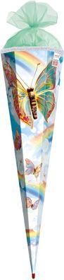 Roth Schultüte 85cm eckig Rainbow Butterfly Sound Glitzerborte