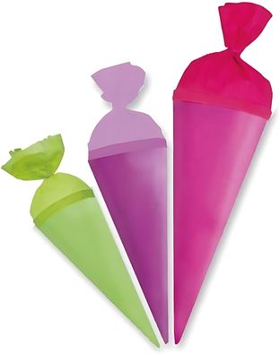 Roth Schultüte 15/12,5/10cm rund 3er Set Anhängetütchen Uni