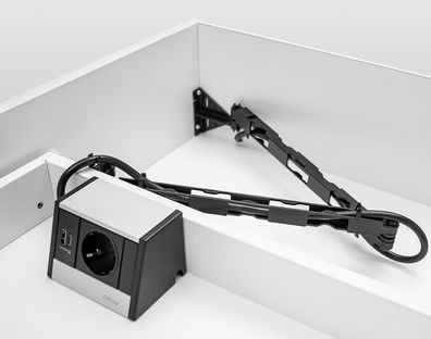 Einbausteckdose R-Dock mit Kabelführung Wing USB A/C Einbau Schublade Küche Büro