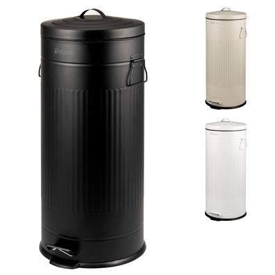 eluno Abfalleimer Vintage, Treteimer, 30 Liter Fassungsvermögen aus Metall