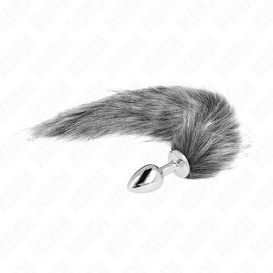 Kink - Anal Plug Größ S 7 X 3 Cm Mit Synthetischem Schwanz 40 Cm Grau